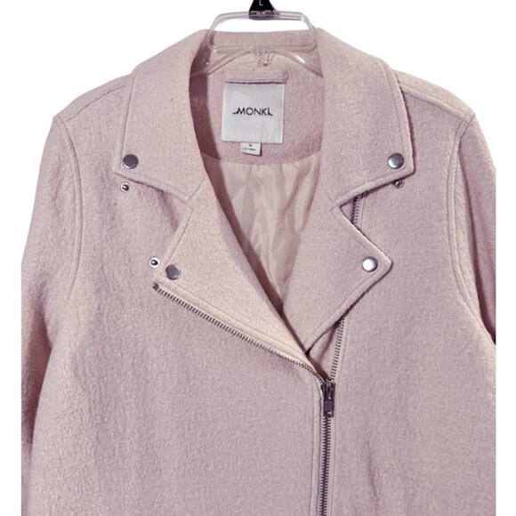 Monki Women’s Tweed Pink Biker Jacket NWOT - Size M - Picture 2 of 5